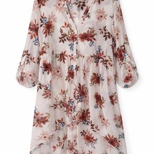 Torrid Floral Sheer Tunic Blouse (Size 2)